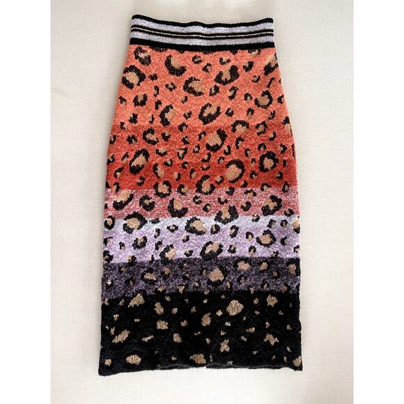Maeve Anthropologie Sz XS Sweater Pencil Skirt Leopard Stretch Bodycon Boho - Picture 4 of 10